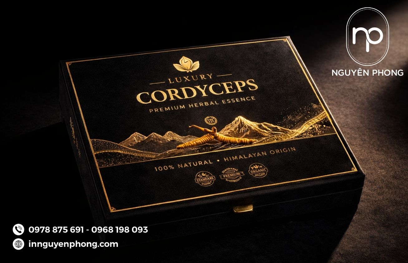 Mẫu hộp đựng đông trùng hạ thảo sang trọng 